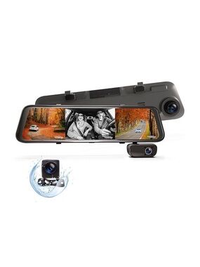 Mirror-Mount Dual 1080p Dash Camera – Black